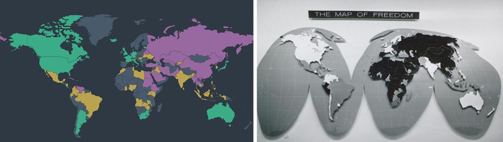 Collage of Freedom in the World maps