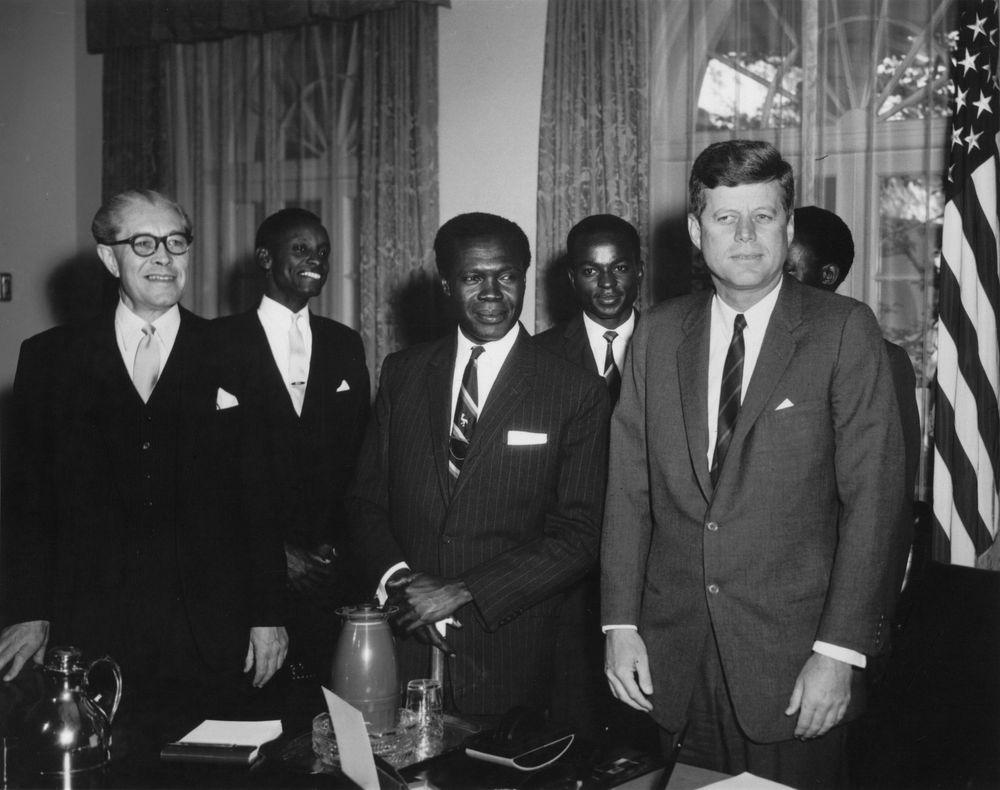 President John F. Kennedy meets with Prime Minister of Uganda, A. Milton Obote, in the Cabinet Room of the White House, Washington, D.C. October 22, 1962