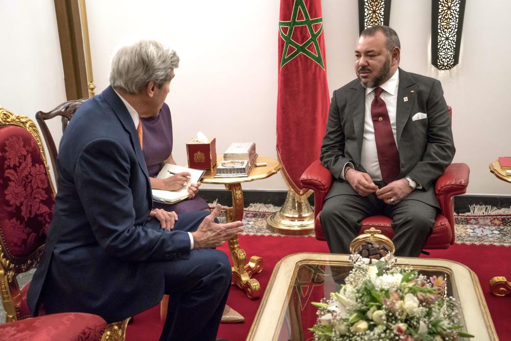 John Kerry with King Mohammed VI in Marrakech, 16 November 2016