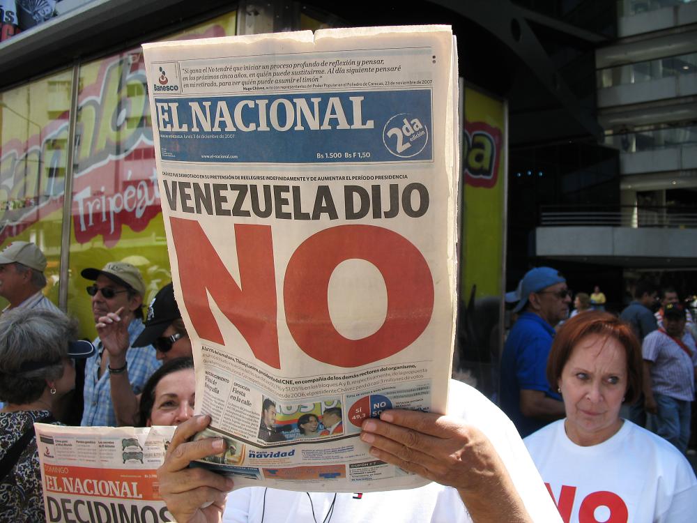 Headline from the day after Chávez lost the constitutional reform referendum, on Dec. 2, 2007.